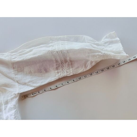 NWT 120% Lino Belted Linen Button Front Pintuck Detail Shirt Dress in White Sz S - Picture 11 of 11